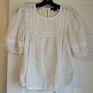 White eyelet top